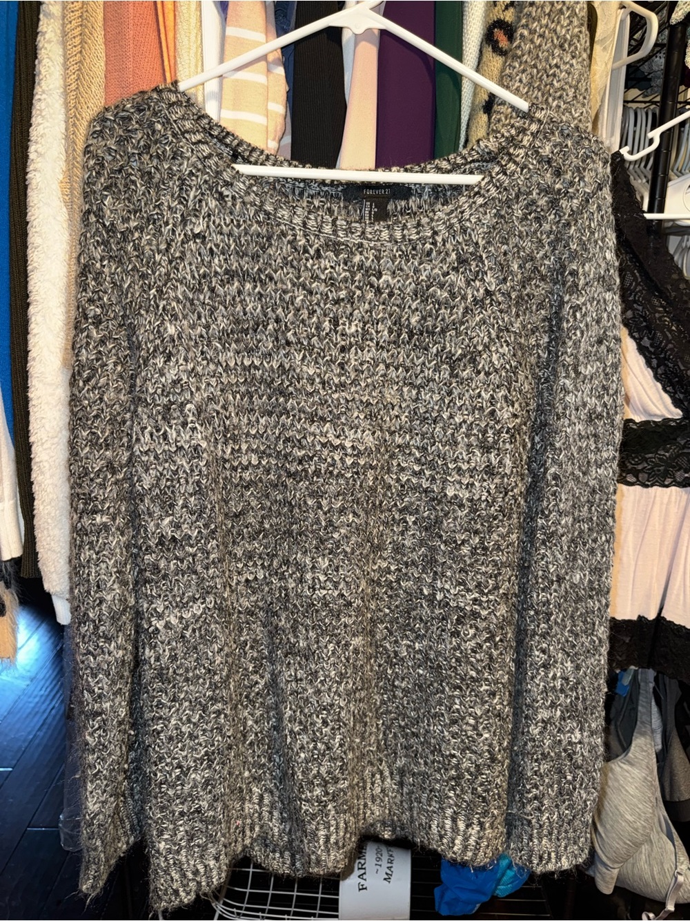 Forever 21 Gray & Black Marled Scoop Neck Sweater
